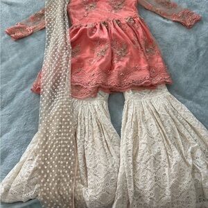 Elegant Coral and Cream Kids Costume